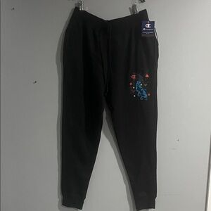 Champion Black Sweatpants with Colorful Logo Large